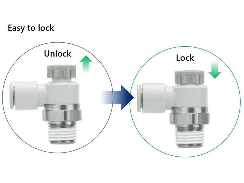 GSC120-M5E-04 – Bộ điều chỉnh tốc độ khí nén, ren M5, ống Ø4